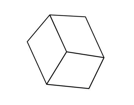 3D Cube Isometric Geometric Line Vector Illustration Icon.  Black Outline Hexagonal Structure Design. geometric cube, line art cube, cube vector,