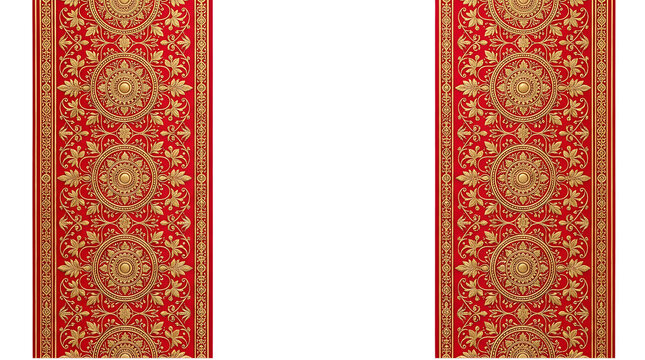 Elegant red and gold traditional Indian or Middle Eastern ornamental pattern with intricate floral designs and mandalas for luxury backgrounds