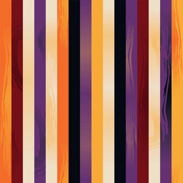 Halloween Orange Purple and Black Stripes Seamless Vector Pattern