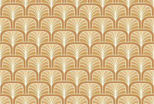 Ochre Art Deco Arch Seamless Vector Pattern Background