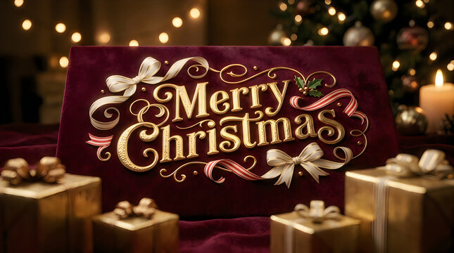 Festive christmas scene with gifts and warm holiday lighting