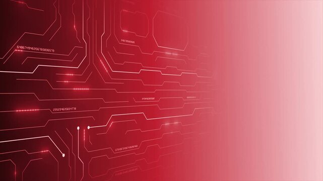 Animated red color glowing circuit board with blank space hi tech design black technology presentation and business background