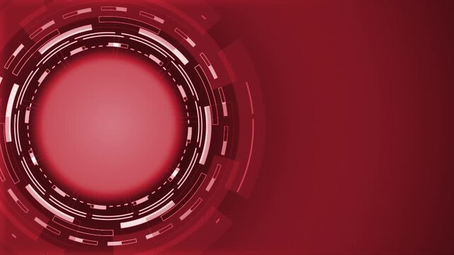 Animated red color glowing rotating HUD UI with blank space hi tech design presentation or logo reveal technology background