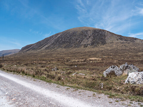 On the West Highland Way passing Beinn a' Chrulaiste on the old military road heading towards Glencoe in the Scottish Highlands.