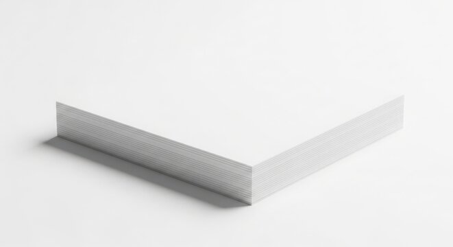Stack of blank white paper sheets isolated on a white background with paper ream