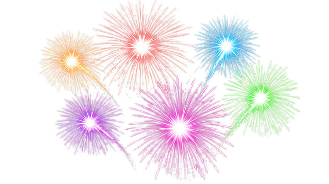 Vibrant fireworks exploding in the night sky with colorful sparks and glowing lights