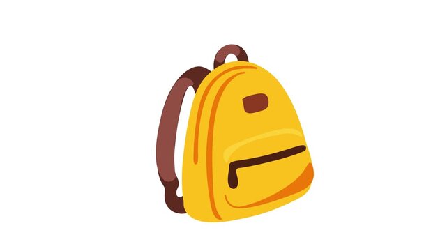 animation yellow backpack isolated on white background