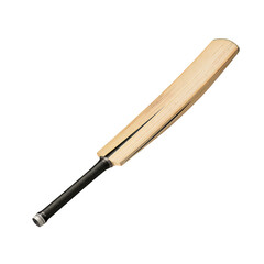 Fototapeta premium Wooden cricket bat with black handle and silver cap during studio lighting isolated on transparent background
