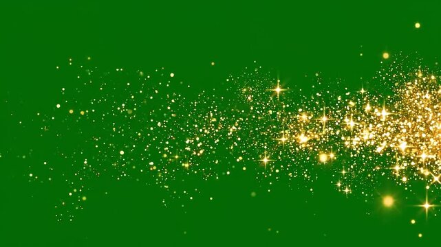 Magical glitter stream with radiant stars for horizontal design layout gold dust