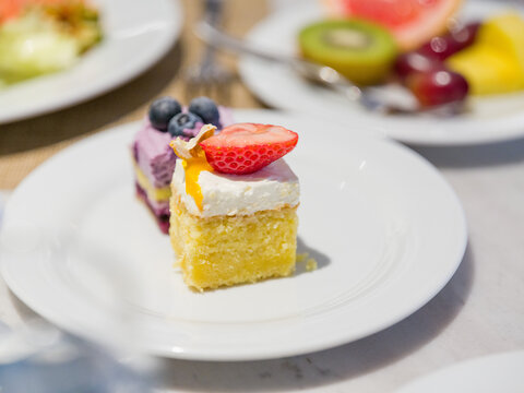 Petit Four Cake Pair on Marble Dining Table