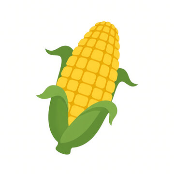 Fresh sweet corn ear with green husk vector illustration isolated on white background