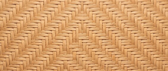 Fototapeta premium Wicker basket weave texture background. Natural rattan woven pattern with interlaced wooden reed strips. Traditional craft surface