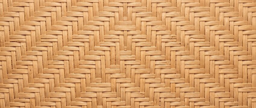 Wicker basket weave texture background. Natural rattan woven pattern with interlaced wooden reed strips. Traditional craft surface