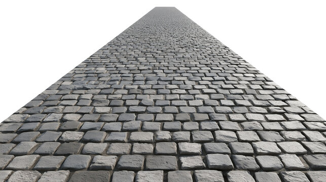 Cobblestone road isolated on transparent background