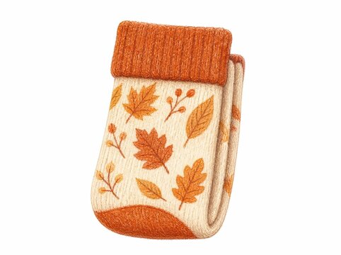 Folded wool socks with leaf motif, autumn comfort concept