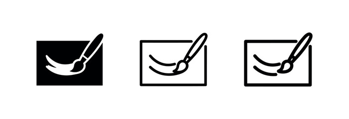 Fototapeta premium Paintbrush and Stroke in Square Icon Set, Art and Creativity Symbol, Artistic Design