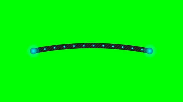 Neon Cyan Data Transfer Cable Linking Nodes with Braided Charcoal Sheath on Green Screen