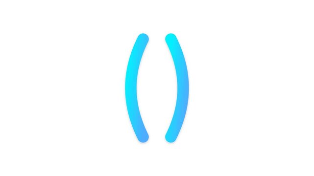 Bright Teal Gradient Parentheses Icon Animation Smooth Horizontal Separation on White Background