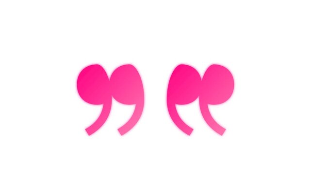 Vibrant Pink Gradient Quotation Marks Icon Smoothly Opening and Closing on White Background