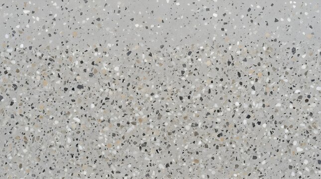 A highresolution texture of grey terrazzo flooring featuring a mix of small stone chips and pebbles in various neutral tones
