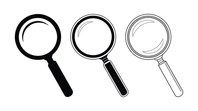 Magnifying glass icon set or search research zoom icon with find symbol. Vector illustration EPS.