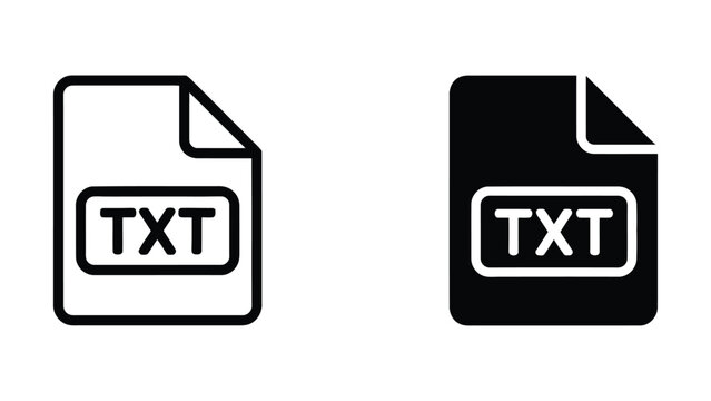 TXT file document format icons set for plain text document file extension download and data storage UI vector illustration