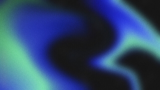 Dark black textured abstract background with smooth flowing curved fluid shapes, soft blue and mint green grainy noise gradient transitions.