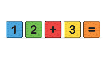 Obraz premium Numbers one through three with addition and equals sign vector illustration