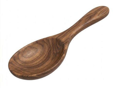 Handcrafted wooden spoon with visible grain, home cooking concept