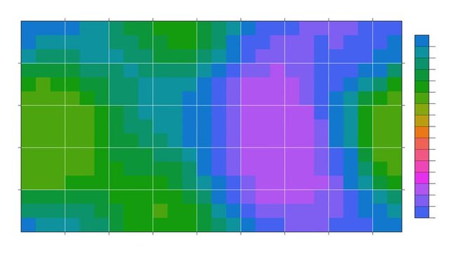 Animated Heat Map Grid with Color Scale Legend
