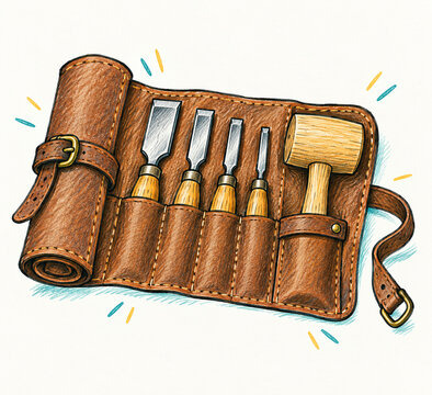 Leather Tool Roll Chisels