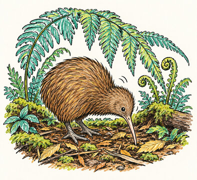 Kiwi Bird Forest Floor