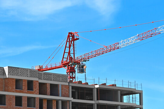 Highrise construction site and crane