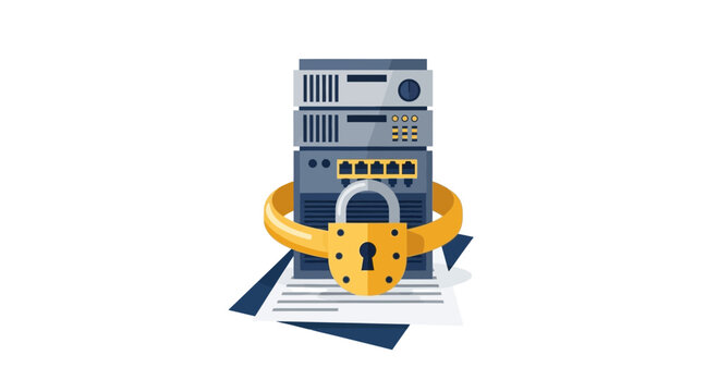 Secure Server Rack with Padlock Vector Illustration