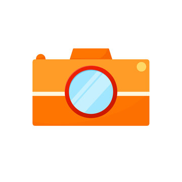 Orange flat camera icon