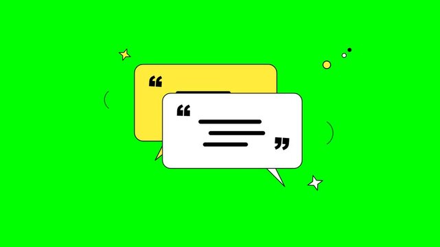 Minimalist Animated Quote Box Template with Text Placeholders on Green Screen Chroma Key Background for Video Editing and Social Media