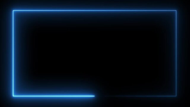 Animation of glowing neon rectangles abstract background. tow ton color rectangle picture frame. abstract glowing blue and cyan neon rectangle border frame