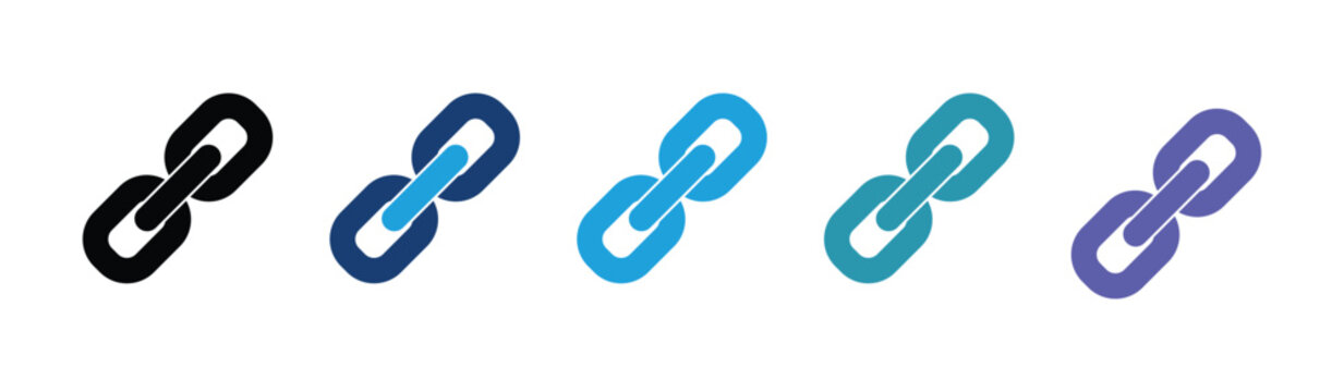 A vibrant collection of interconnected chain link icons showcasing various colors and styles for diverse digital interface applications