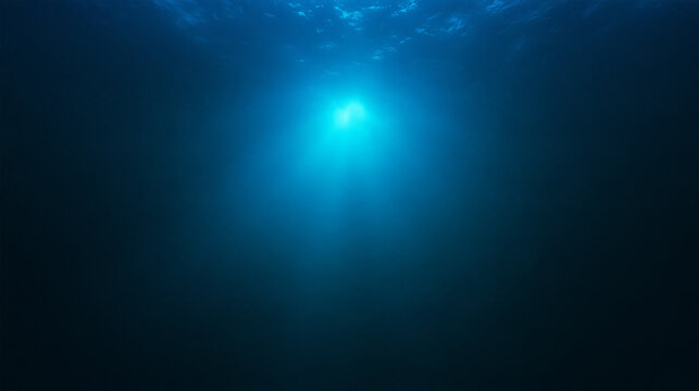 Sunlight Rays Penetrating Deep Blue Ocean Underwater