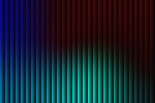 Abstract background, with vertical parallel, lines in gradient, blue, teal, and, dark red colors, linear texture pattern