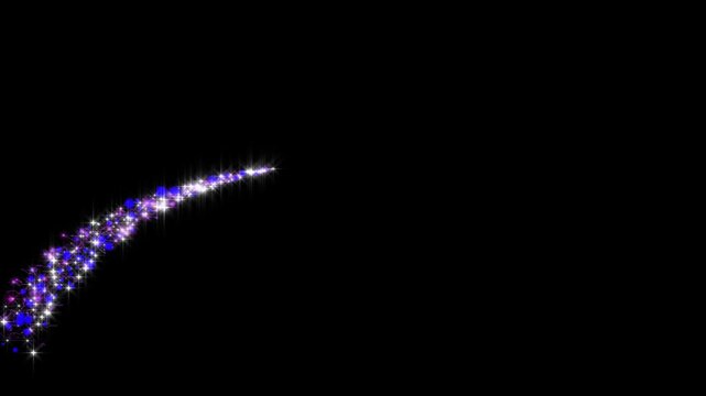 Magic sparkles and glitter line stars animation. with glowing fairy dust trails.  twinkling particles, forming festive whait star burst effects. a black screen. 4k