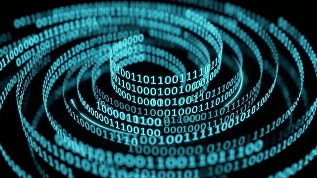 abstract blue binary spiral