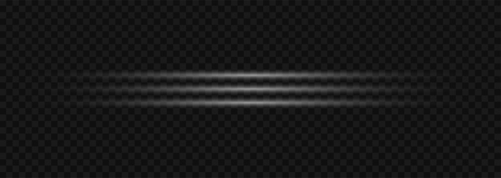 White glowing light line beam overlay, transparent motion speed streak flare effect, vector illustration