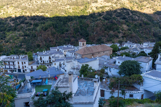 Panoramic view of Pampaneira, in the Alpujarras, Granada, Andalusia, Spain