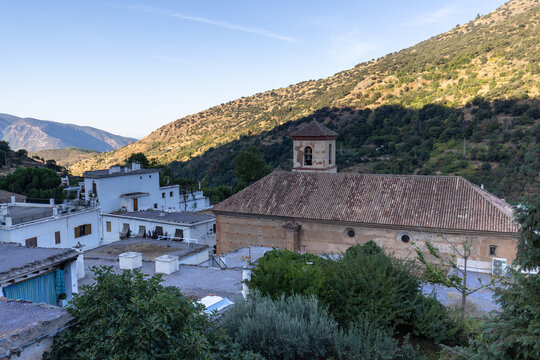 Panoramic view of Pampaneira, in the Alpujarras, Granada, Andalusia, Spain