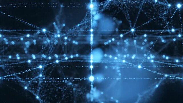 Abstract blue network connection with glowing data points