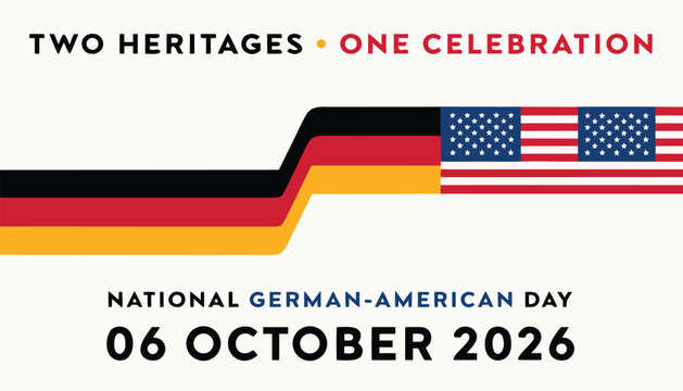 National German American Day celebration with flags and festive holiday text