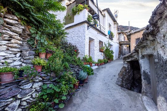 Picturesque corners of the charming village of Pampaneira, in the Alpujarras, Granada, Andalusia, Spain