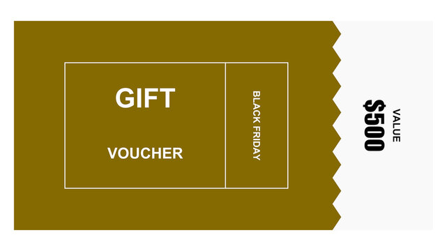 Goldandwhite blackfriday gift voucher worth fivehundreddollars for retail marketing and business promotioncampaigns transparent background