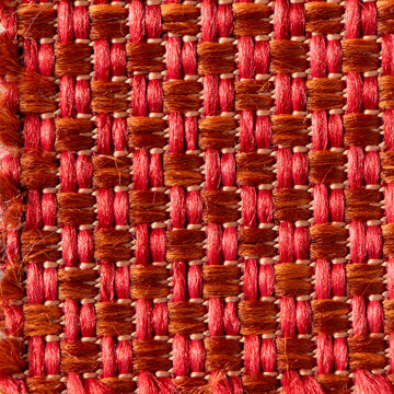Red and Orange Woven Fabric Texture Close Up